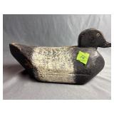 Hand-carved wooden duck decoy