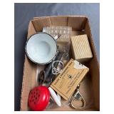 Dressmakers chalk, teacup, salt shaker, assortment