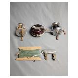 4 Vintage fishing rigs, martin auto fly reel,