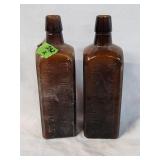 (2) Glass Stomach Bitters Medicine Bottles 9'H