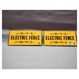 Pair of electric fence tin signs 8' x 4'