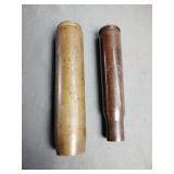 Two WW2 era large military shell casings 4' and