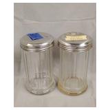 Glass sugar and coffee cream containers