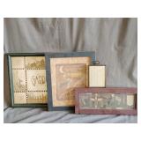 3- Primitive style prints in frame, frame