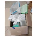 Plastic storage container assortment, grater/slice