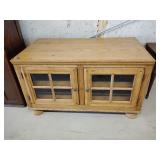 Wood console cabinet, glass panes 44'x24.5'x25.5'