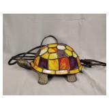 Turtle stained glass lamp, powers on 8'