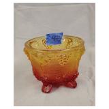 Jeannette amberina harvest grapes footed dish