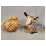Norcrest ceramic quail 5', ceramic fawn 5'