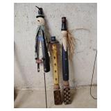 3- Primitive snowman decor pieces
