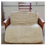 Wood futon with adjustable rails, mattress