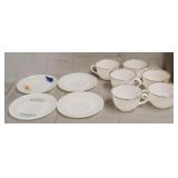 6- Fire King mugs, 4- Fire King saucers