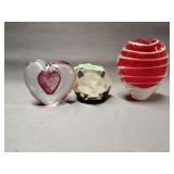 3 Paperweights 2 Art glass one resin art