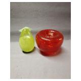 Pair of unmarked glass paperweights,