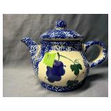 Teapot with Blue Grape Design 6.25'
