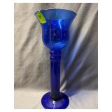Vintage-Style Cobalt Blue Glass Candle Holder