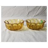 (2) Anchor Hocking Amber Glass Bowls 6'D×2.25'H