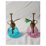 (2) Colored Glass Water Sprayers 6'H×3'D