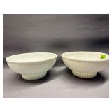 (2) F.T.D. 1975 Milk Glass Floral Bowls 6.75'