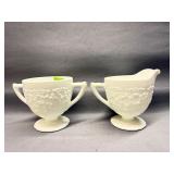 Indiana Milk Glass 'Orange Blossom' Pedestal