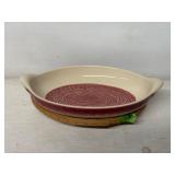 Longaberger Red Rabbit Casserole Dish and Basket