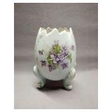 Vintage Napco Blue Floral Footed 6' Egg Vase