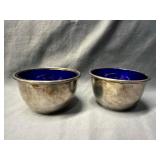 (2) Vintage Silver Plate Sugar Bowl & Colbalt