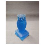Vintage blue Westmoreland owl on books paperweight