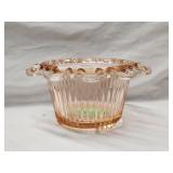 Unmarked Anchor Hocking Glass Pink Footed Bowl