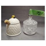 Crystal sugar dish with lid, ceramic honey dish