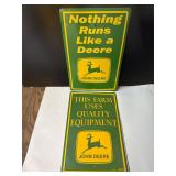 (2) John Deere Embossed Metal Signs -
