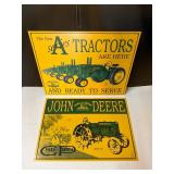 (2) John Deer Tin Signs 16'x11', 16'x12'