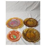 (4) Carnival Glass Plates