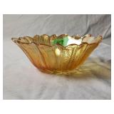Indiana Sunflower Carnival Glass Bowl 7.25'D×2.5'H