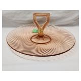 Unmarked Imperial Pink Glass Tray 10'D