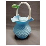 Vintage Westmoreland blue milk glass basket with