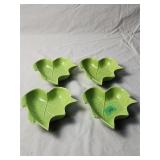 (4) Glass Leaf Bowls 7'W×1.5'H