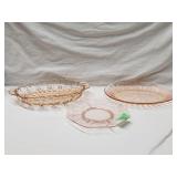 (3)Piece Pink Glass Dish Lot