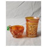 (2) Marigold Carnival Glass