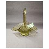 Vintage Fenton Olive Green Daisy Botton Basket