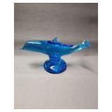 Glass dolphin paperweight