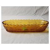 Indiana Amber Glass Oval Dish 10.5'W×2'H