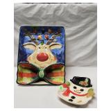 (2) Holiday Glass Plates