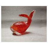 Glass whale paperweight 4' tall