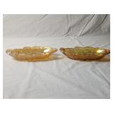 (2) Indiana Carnival Glass Dishes 9.5'W×1.5'H