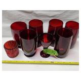 (8) Piece Ruby Red Glass Lot