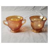 (2) Piece Marigold Carnival Glass