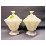 Vtg. Anchor Hocking Milk Glass Covered Candy Dish