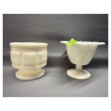 (2) Milk Glass Planters