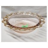 Unmarked Anchor Hocking Pink Glass Dish 9'D